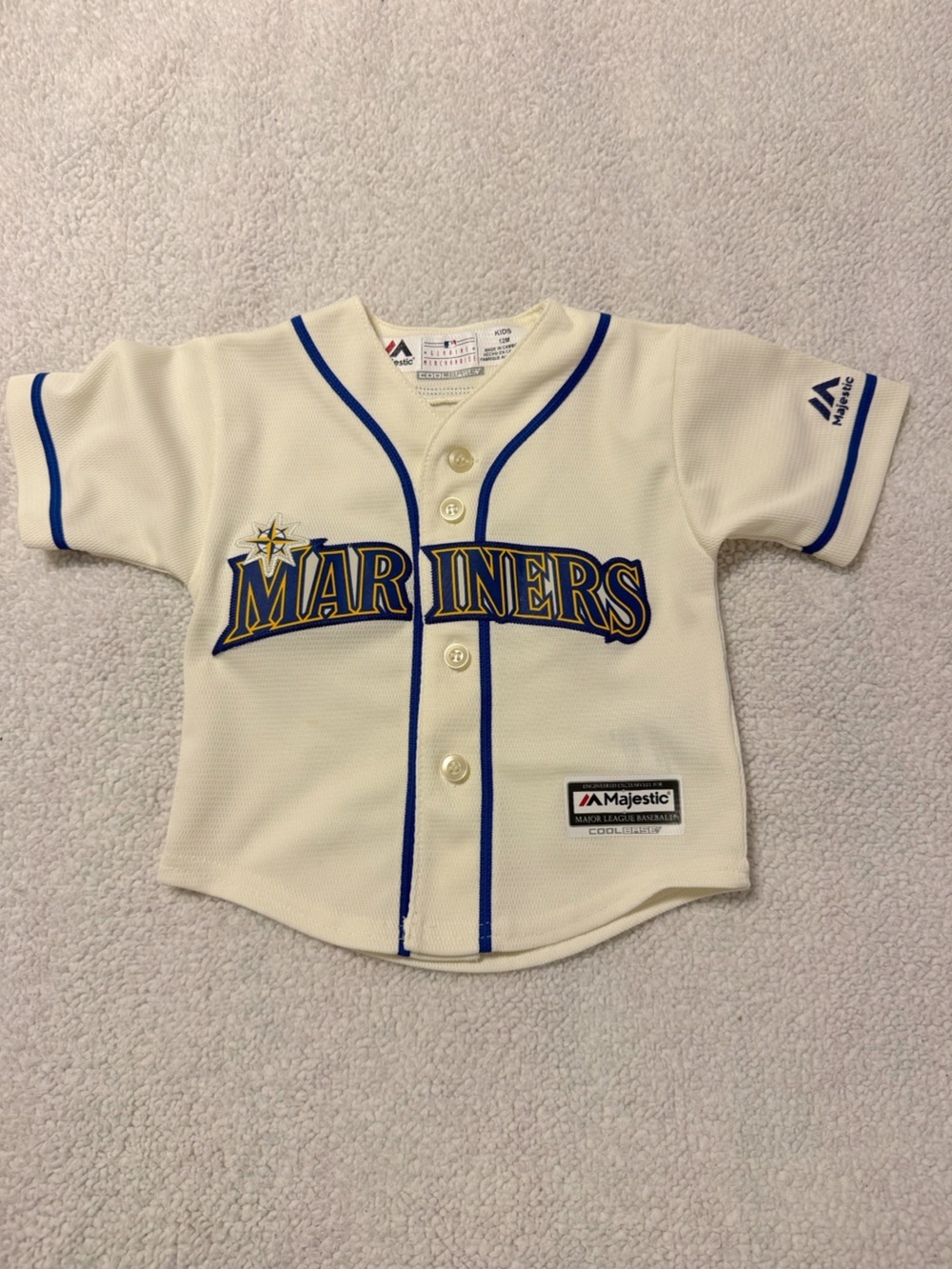 Majestic Seattle Mariners Baby Toddler  Cream Baseball Jersey